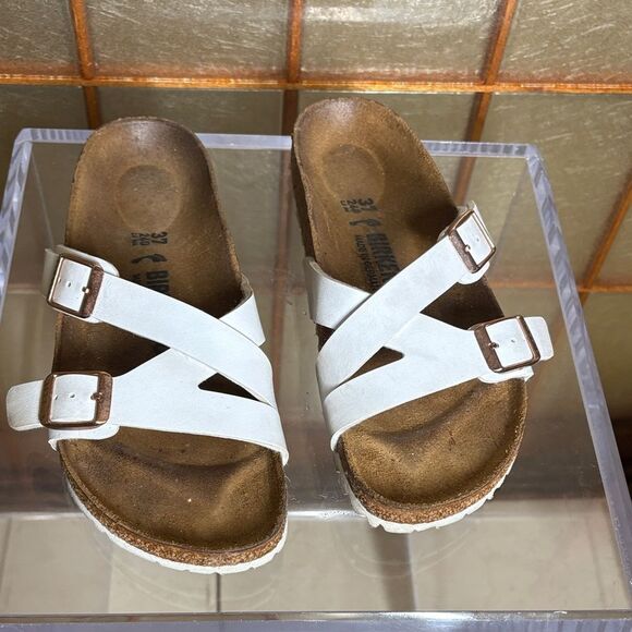Birkenstock Shoes - Birkenstock white leather Yao sandals